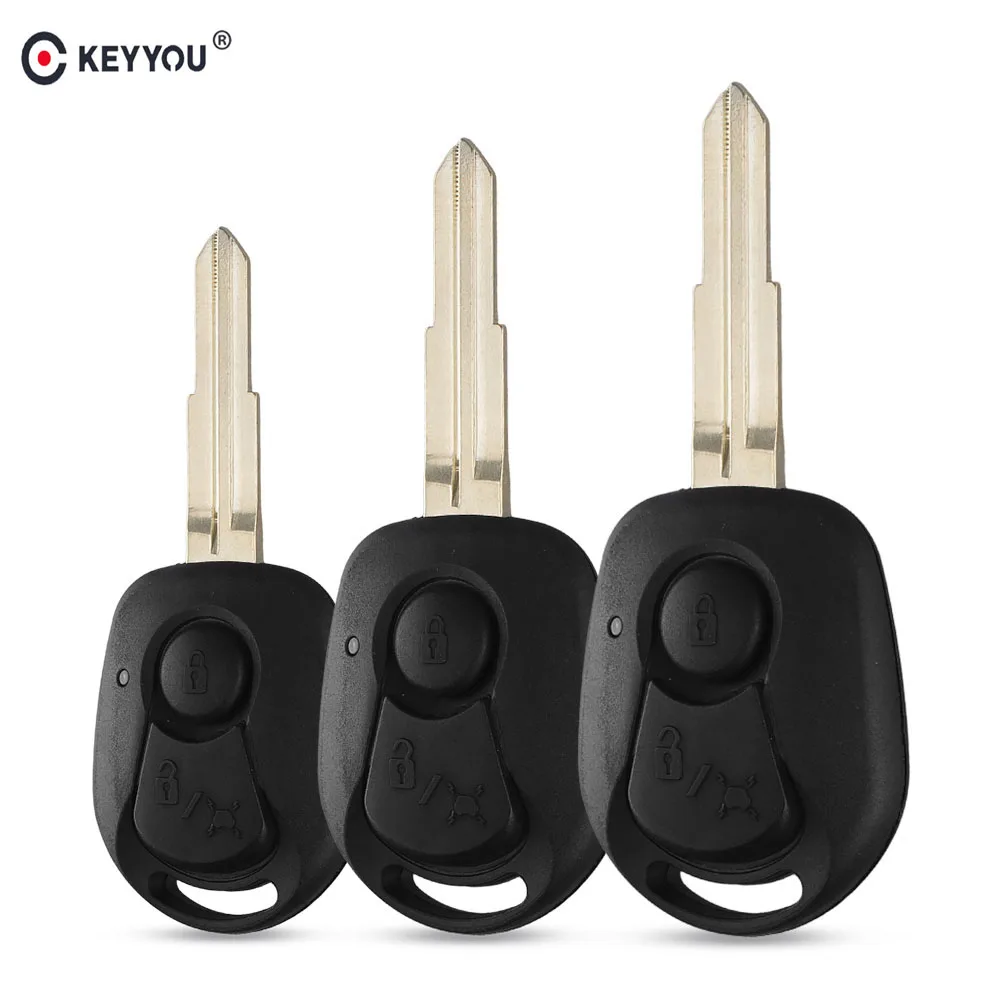 KEYYOU 2 BUTTONS REMOTE KEY SHELL FOR SSANGYONG ACTYON KYRON REXTON UNCUT BLADE KEY FOB COVER CASE REPLACEMENT 