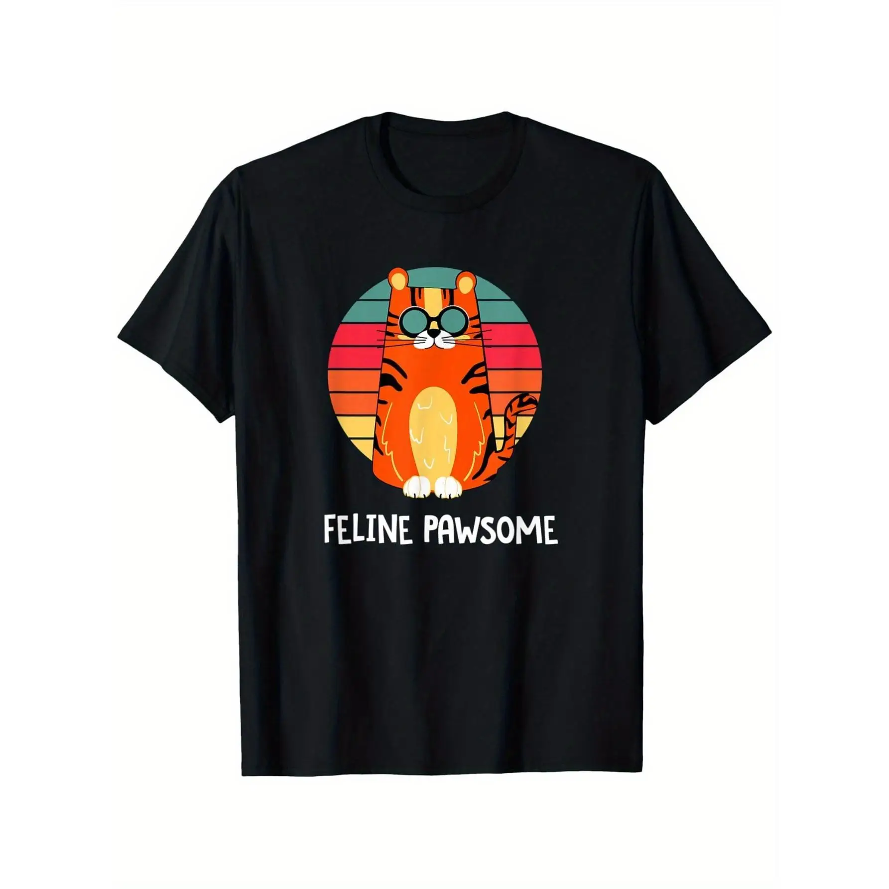 

Unisex "Feline Pawsome" T-Shirt | Retro Sunglasses Cat Graphic Tee | Funny Pet Lover Summer Gift Casual Top