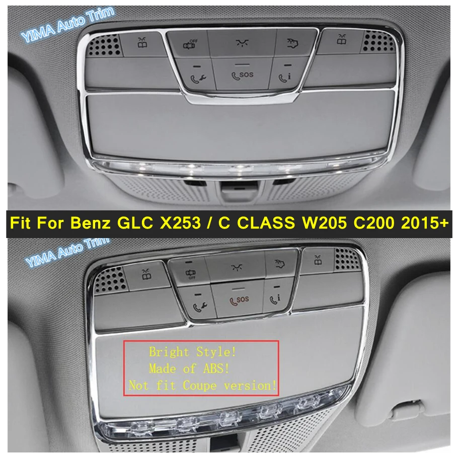 

Chrome Car Roof Reading Lights Decor Frame Cover Trim ABS Accessories For Mercedes Benz GLC X253 / C CLASS W205 C200 2015 - 2021