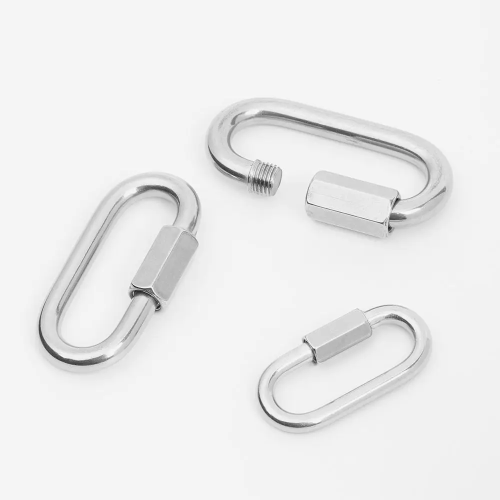 Stainless Steel Quick Links Chains Buckles Safety Snap Hook Carabiners Chain Connecting Ring Climbing Gear Carabiner