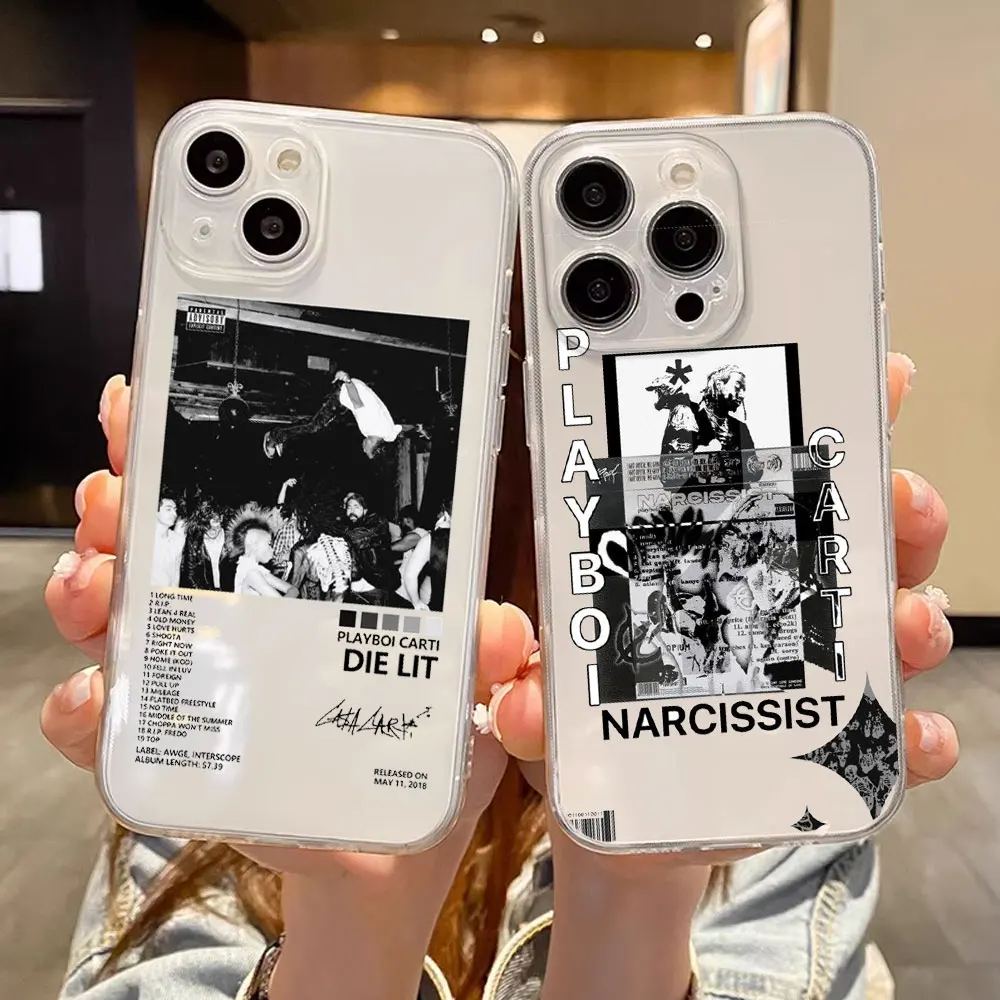 Playboi Carti Rapper Transparent Phone Case for IPhone 11 12 14 15 Pro Max XS MAX XR X 13 Mini 7 8 Plus Soft Silicone Cover Skin