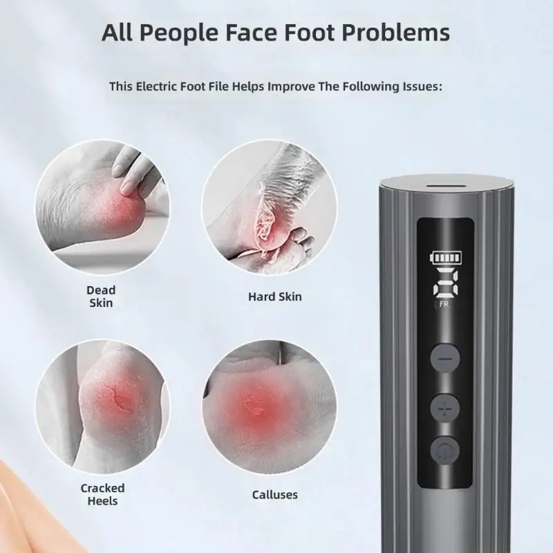 D0AB Rechargeable Wireless Foot Grinder With Metal Construction And Ergonomic Handle For Home Pedicure