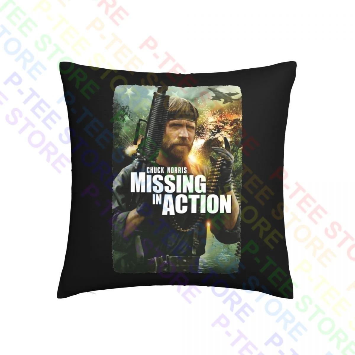 Custom Chuck Norris Missing In Action Movie Dtg Print Throw Pillow Cover Pillowcase For Sofa Soft Skin Pattern Decor