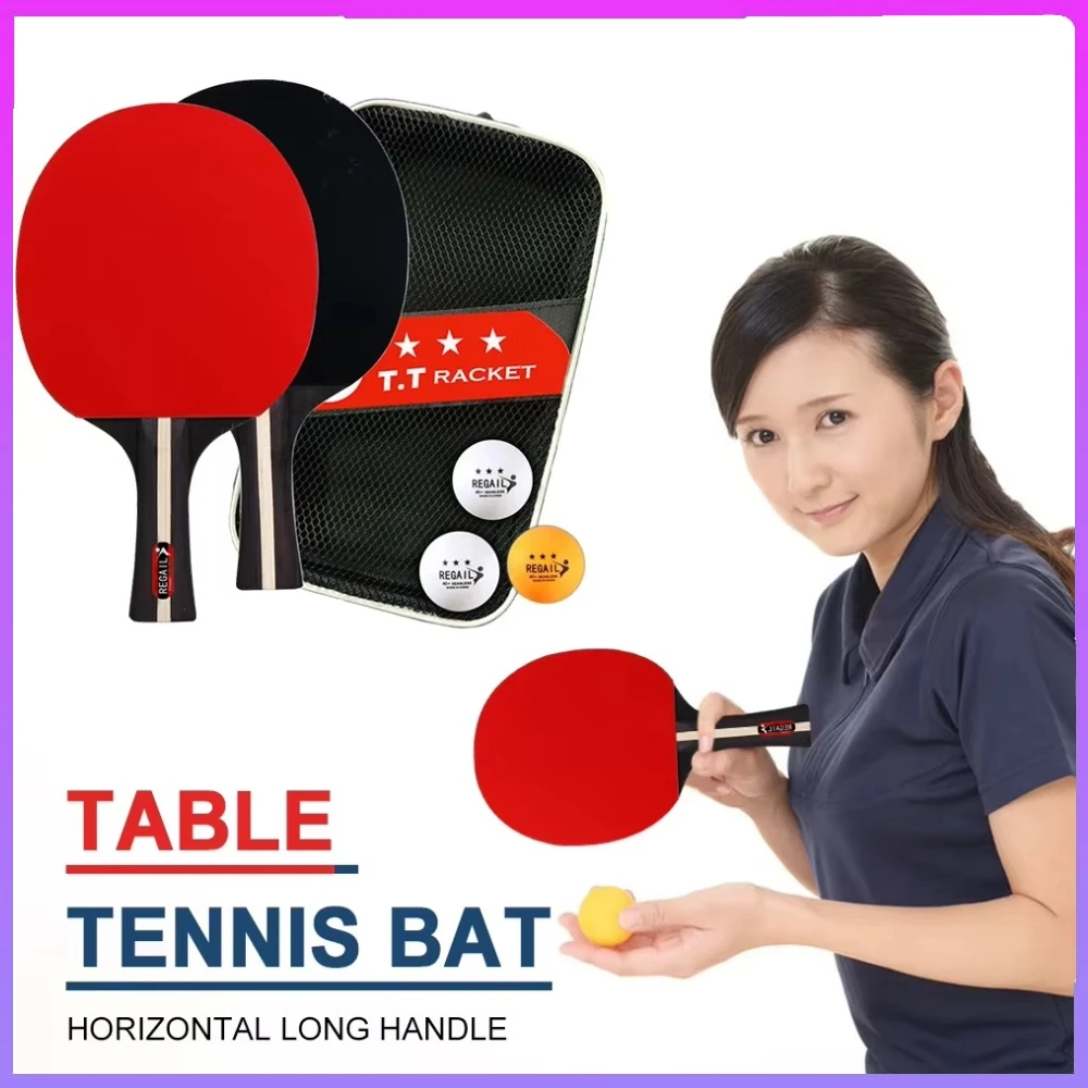 

Table tennis paddle professional training 2 bat 3 ball table tennis racket set package 2 players for beginners training competit