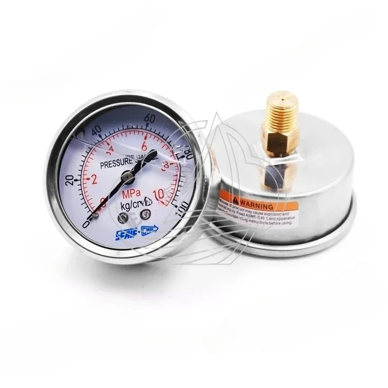 Shock-resistant Pressure Gauge, Radial & Axial Back Type for Hydraulic Oil and Water Pressure Testing