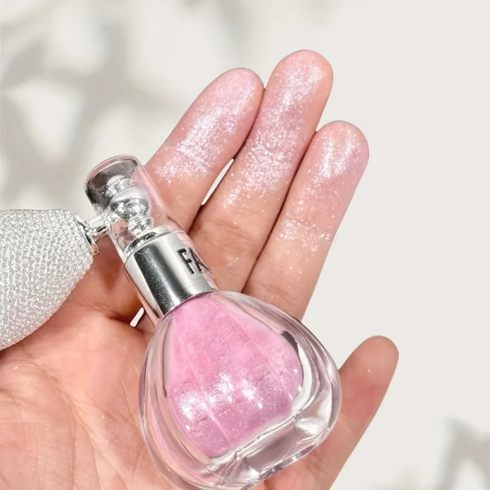 2pcs Highlighter Powder Glow Set with Applicator & Travel Case - Shimmer Highlighter Makeup, Sweat-Resistant Long-Lasting Powder