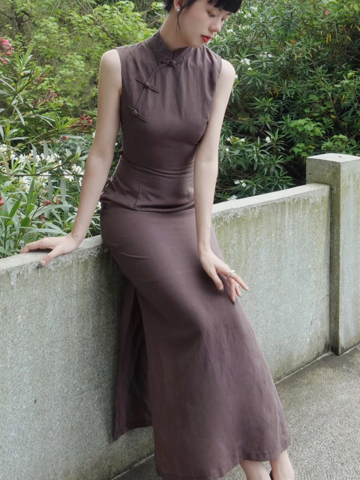 

Женская летняя длинная юбка Srose в китайском стиле, облегающая, из хлопка и льна, с ретро-пуговицами, для повседневной носки