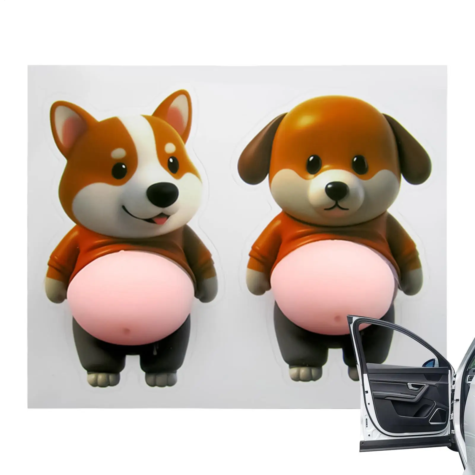

Big Belly Puppy Man Super Soft Silicone Car Anti Collision Sticker Home Beautiful Anti Collision Sticker Automotive exterior