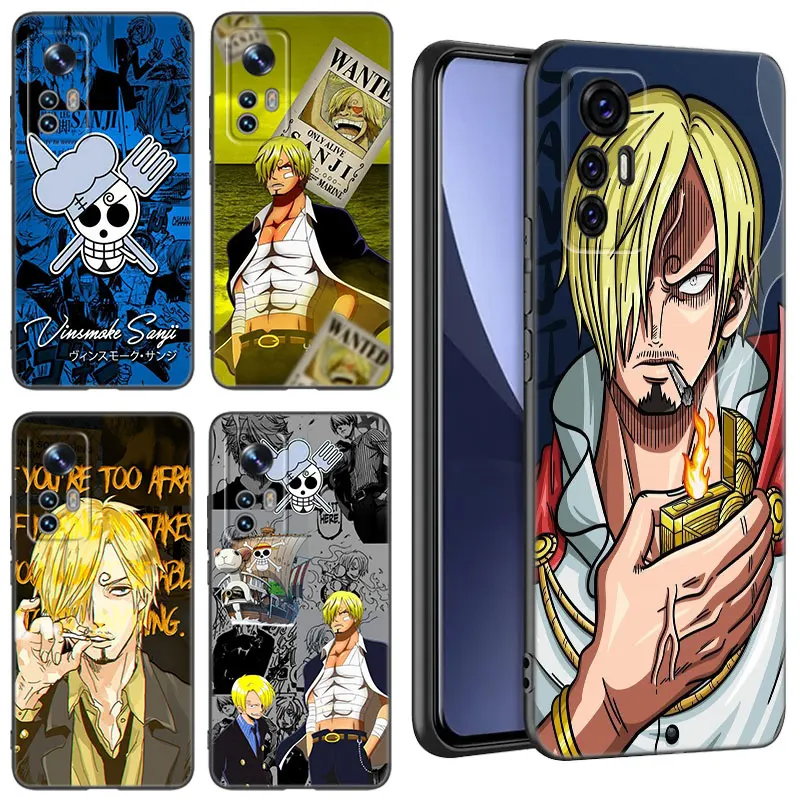 Anime One Piece Sanji Black Silicone Phone Case For Xiaomi Mi 9 SE 8 10T 11 12 13 Lite 9T 11T 12S 12T 13T 14 Pro 5G NE 11i 12X