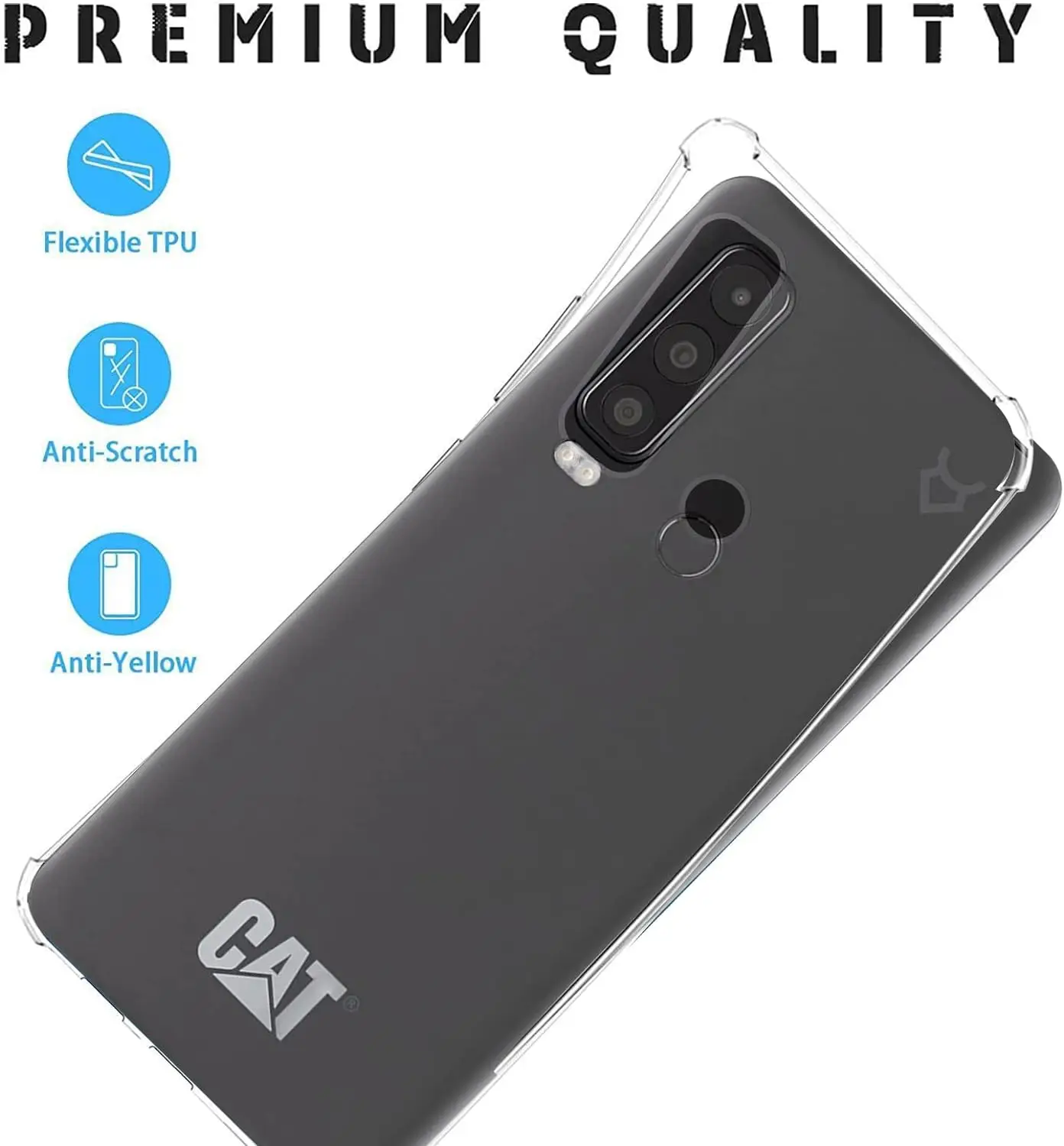 3-in-1 Glass + Full Cover Case for CAT S75 5G Silicone Case for CAT S75 5G Screen Protector