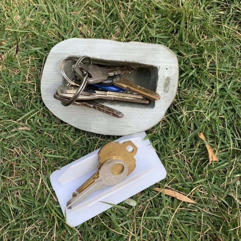 Durable Stone Key Hider Decorative Faux Stone Box with Concealed Compartment for Kitchen or Garden Storage Needs