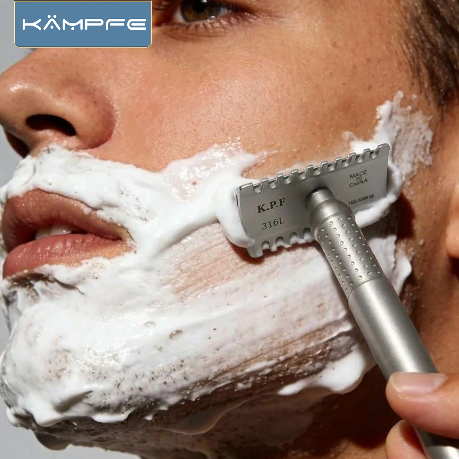 KAMPFE Open & Closed comb Double Edged Safety Shaver Traditional Manual CNC Processed Stainless Steel for Shaving Men\'s Gift