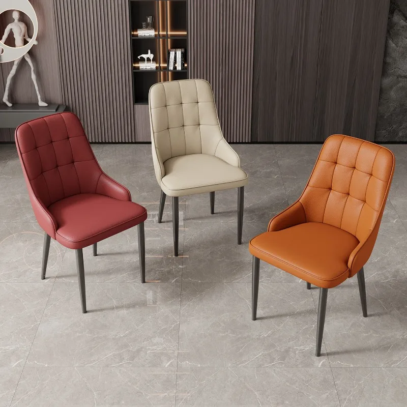 Nordic Dining Chair Upholstered Backrest Chair Modern Soft Padded Lounge Side Chair Home Dining Room