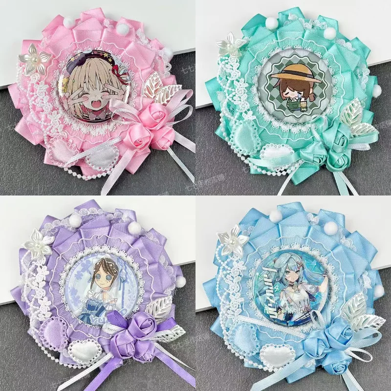 Handmade Lolita Rosette Badge Display Holder Cute Anime Ita Bag Pin Display Frame Cosplay Bag Accessory for Collect Badges Pins