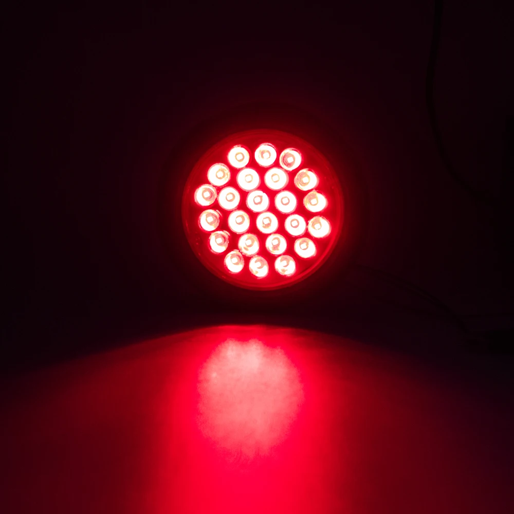 2Pcs 12V 24V 24 Round LED Rear Tail Light Brake Stop Side Marker Warning Indicator Reflector Truck Trailer Red Yellow White Lamp
