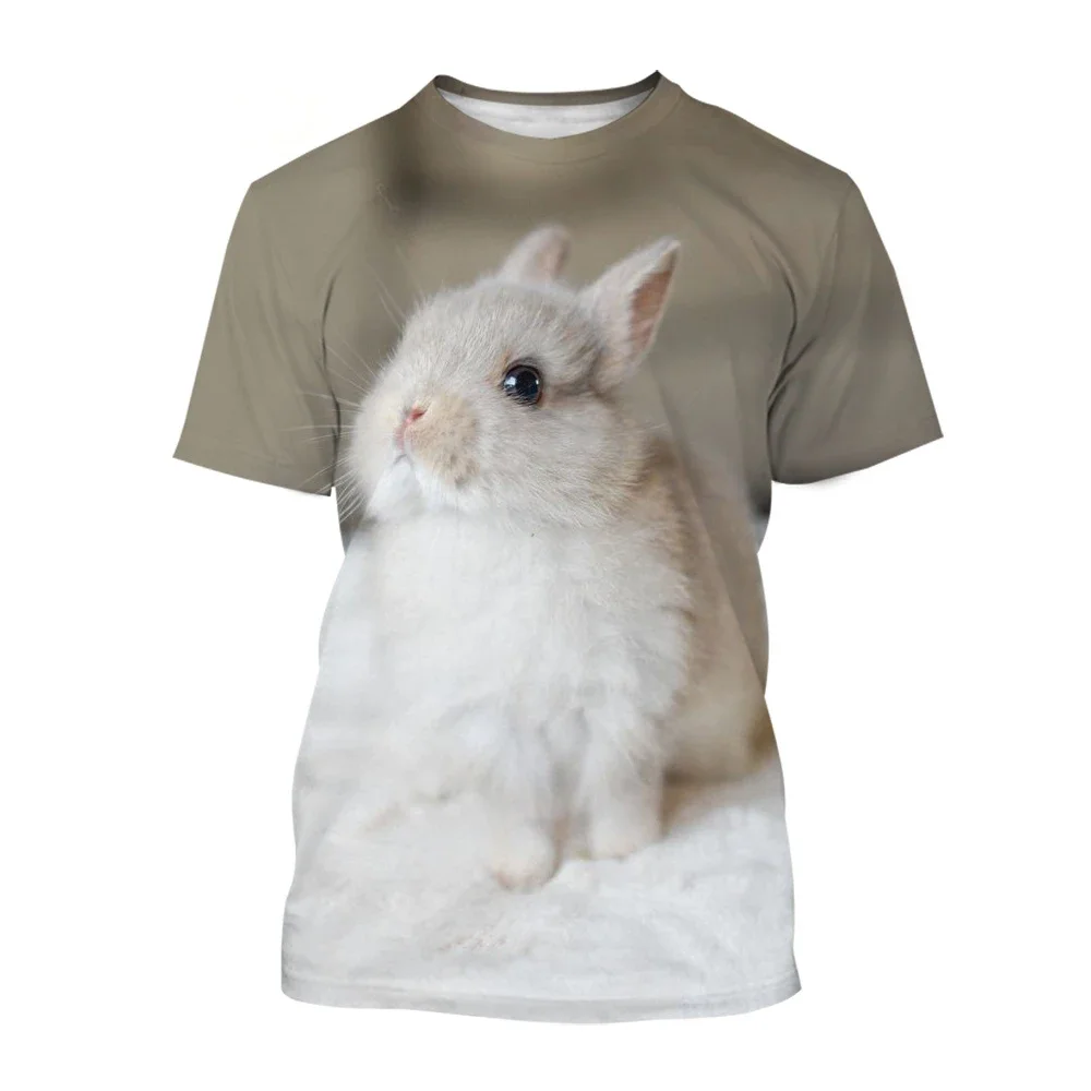 Cute Rabbit Pattern 3D Print t-shirt girocollo da uomo estiva Casual manica corta Pullover oversize Fashion Tee top abbigliamento da uomo