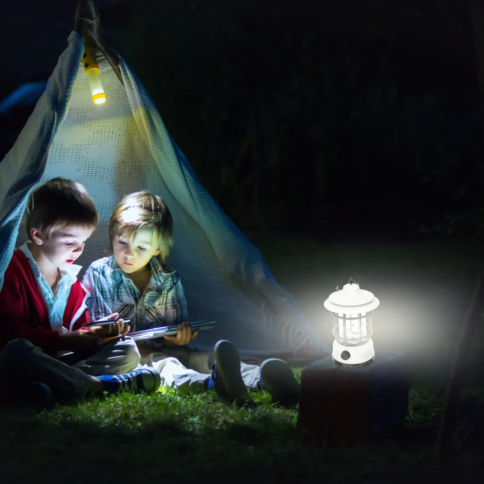 Wear-Resistant Portable Camping Lamp Retro Tent Light Outdoor Handheld Lantern Adjustable Brightness Convenient Camping Supply