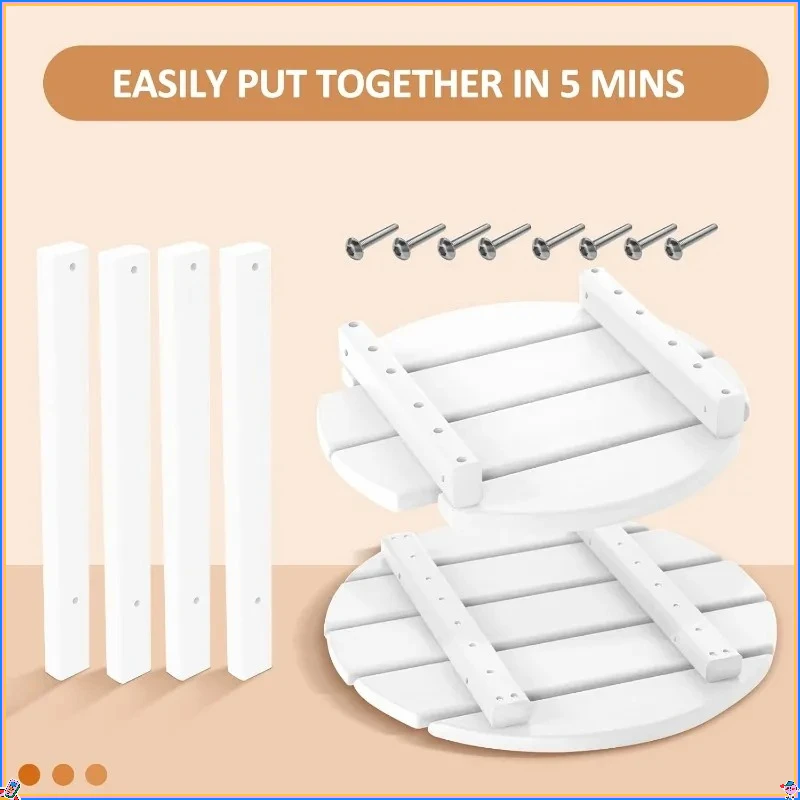 2-Tier Round Outdoor Side Table - Weather Resistant End Table for Porch, Patio & Poolside Furniture Arrangements