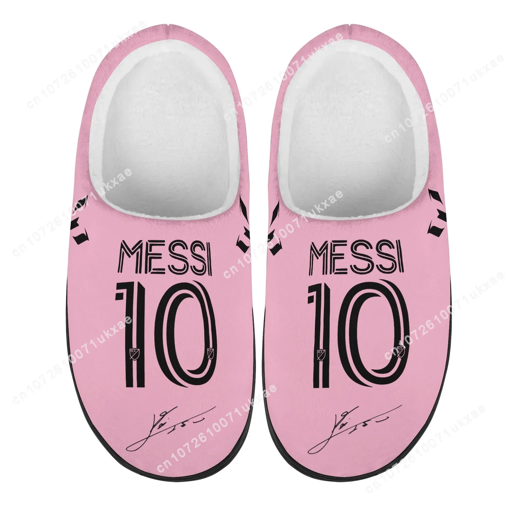 M-Miami M-Messi 10 Logo Argentina Home Cotton Slippers Mens Womens Plush Bedroom Keep Warm Shoes Thermal Indoor Slipper Custo