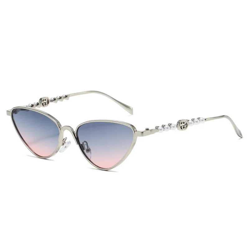 Unique Cat-Eye 2026 New Model Sunglasses Fasjopm Trendy Shades Same Style Ins Influencers Crystal Pearl Decoration Luxury Shades