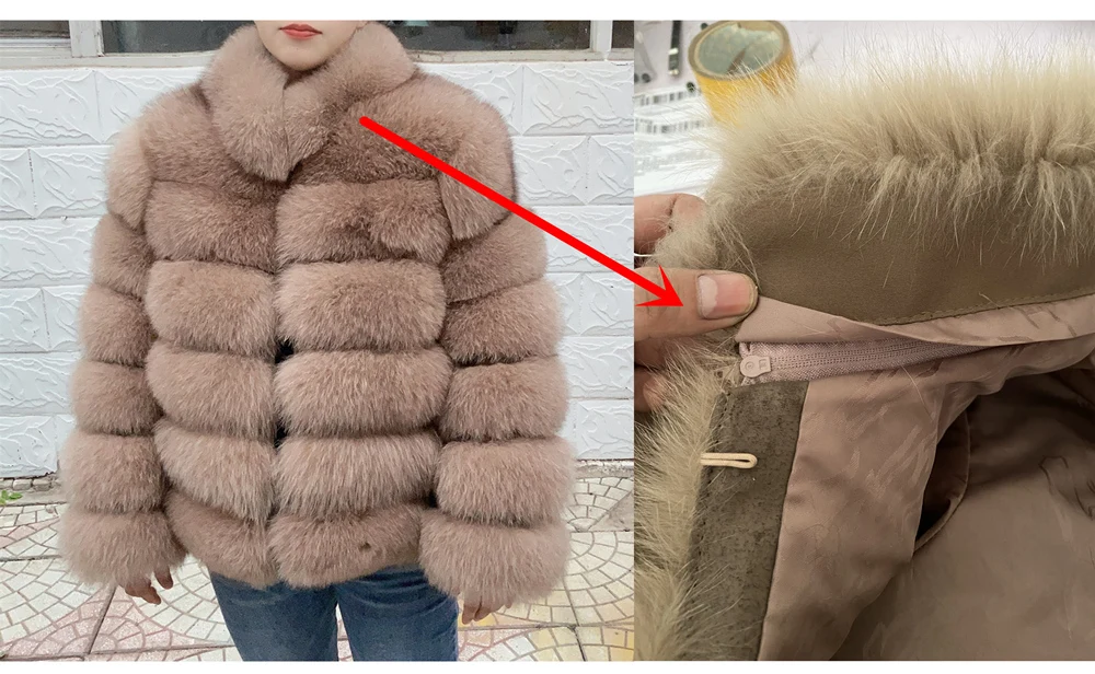 QUEENTINA Winter New Women's Cold Real Fox Fur Coat With Collar Especially Overcoat Leather Female Natural Plus Size 2023 Luxury
