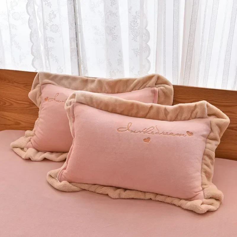 Winter Thick Milk Velvet Four Piece Suit Short Plush Soft Thermal Storage Quilt Cover Household 3-piece Set Sheet Pillow Case