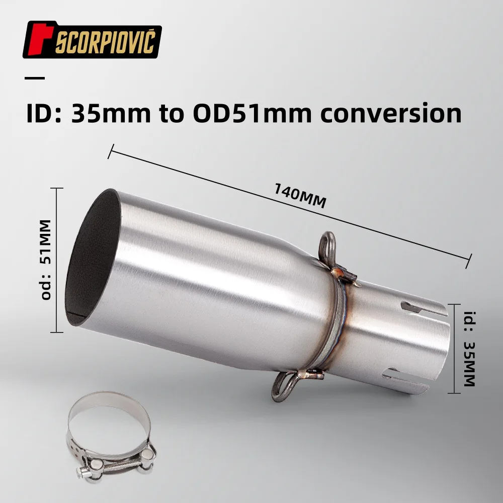 28 32 38 45mm Adapter 51mm Auspuffabschnitt Zerstörungsfreie Installation Motorrad Auspuffrohr Modifikation Auspuff Mittelteil