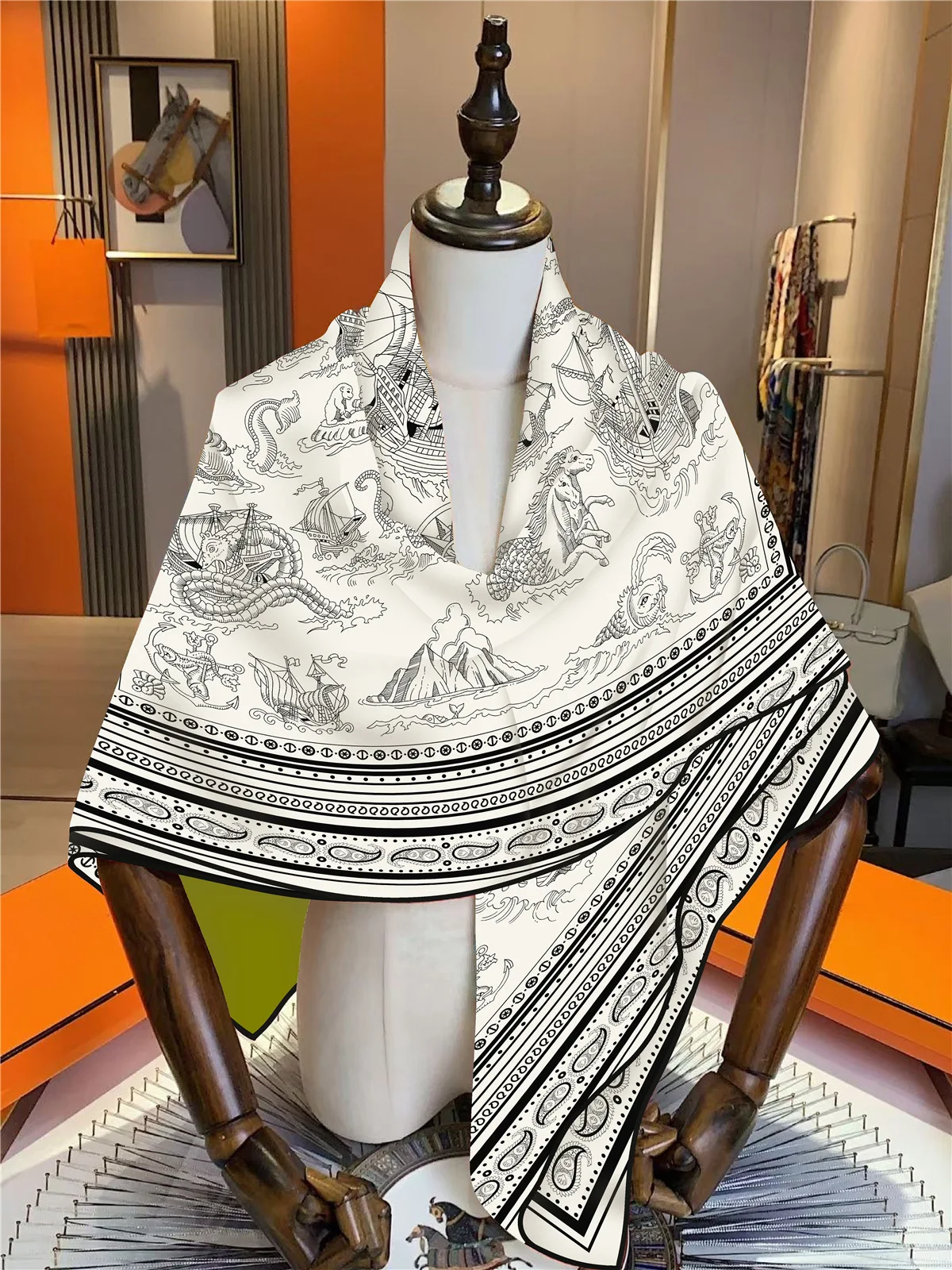 Winter Scarf shawl 130cm Large Cashmere Silk Scarf Luxury Designer Pashmina Shawls for Women Square Hem Rolled Edges Stole Cape