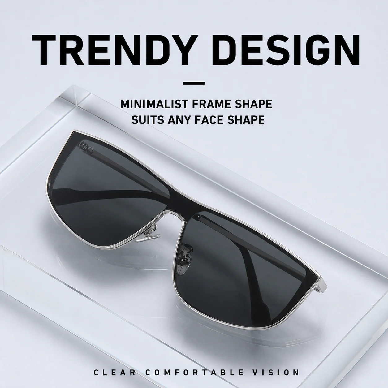 KLASSNUM Metal Frame Sunglasses Trendy Uv400 Sun glasses Large Square Frame Eyeglasses Premium Texture For Daily Travel Driving