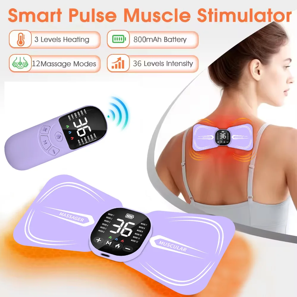 EMS Hot Compress Cervical Vertebra Rubbing Device Intelligent Heating Mini Charging Pulse Massage Sticker