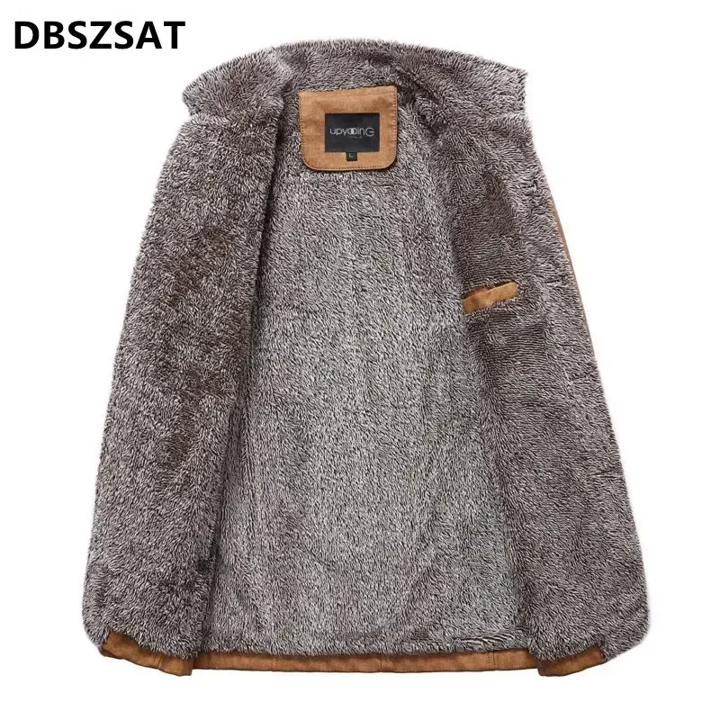 Nuovo arrivato autunno/inverno cappotto da uomo colletto alla coreana con giacca termica spessa in lana e velluto camicia in pelle impermeabile di grandi dimensioni