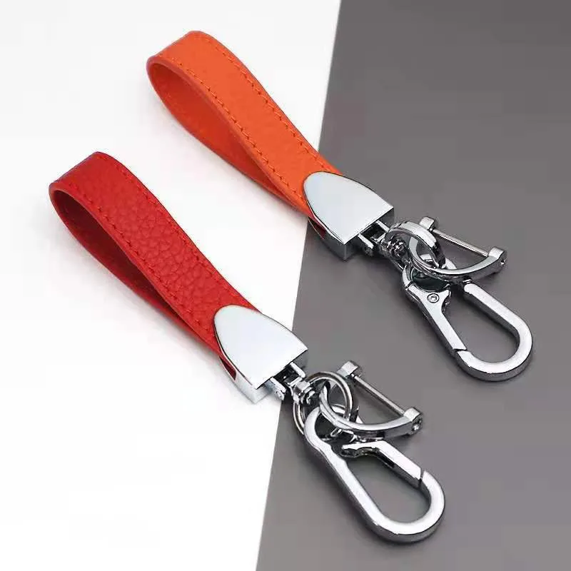 5 Color Luxury Genuine Leather Keychain Women Men Silver Color Buckle Car Key Ring Chain Holder Jewelry Gift Chaveiro