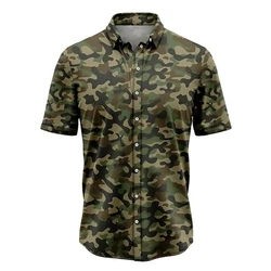 Camisa informal con estampado de camuflaje de bosque para hombre y mujer, camisetas de manga corta para exteriores, Tops tácticos, blusa de calle, ropa femenina de gran tamaño