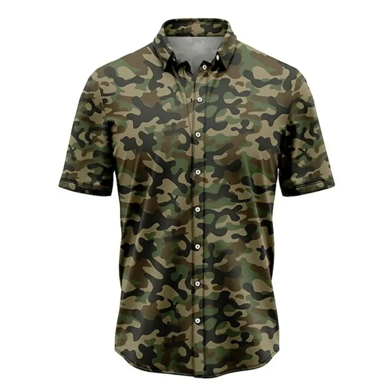 Casual Forest Camouflage Print Shirt For Men Outdoor Short Sleeve Tees Tactic Tops Street Women Blouse Oversized Female Clothing