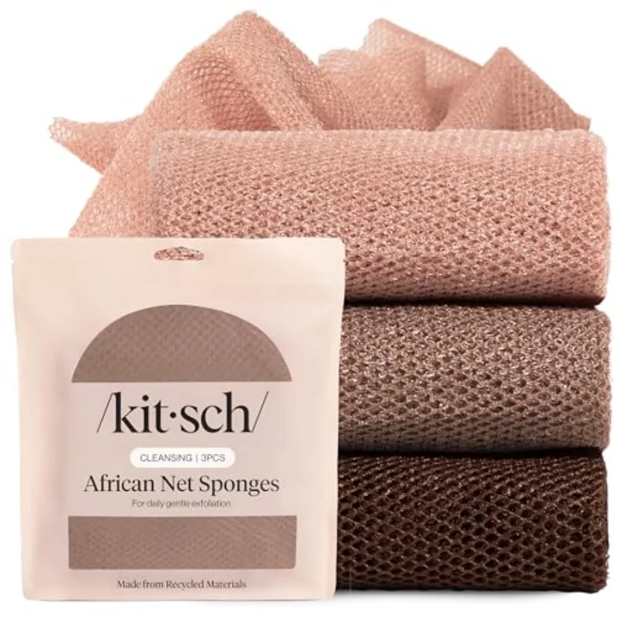 

African Net Sponge Exfoliating Body Scrubber for Cleansing and Gentle Daily Exfoliation Stretchable Bath Sponge for Hard-to-Rea