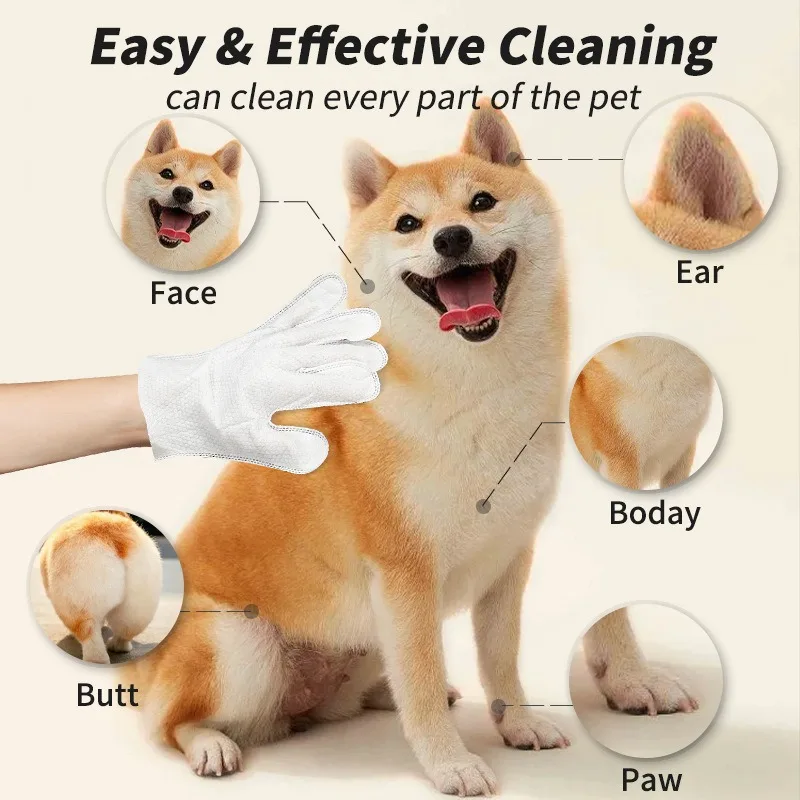 6pcs/bag Pet wash free gloves cats dogs bathing cleaning dry cleaning wipes gloves deodorizing wipes pet products