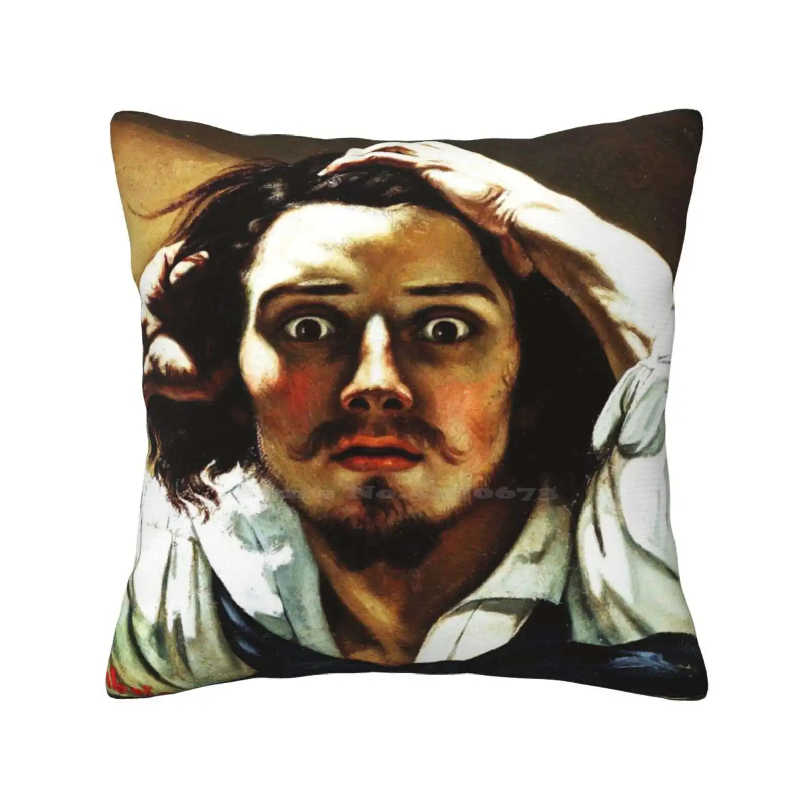 The Desperate Man Throw Cushion Pillow Cover The Desperate Man Depression Artist Gustave Courbet Madness