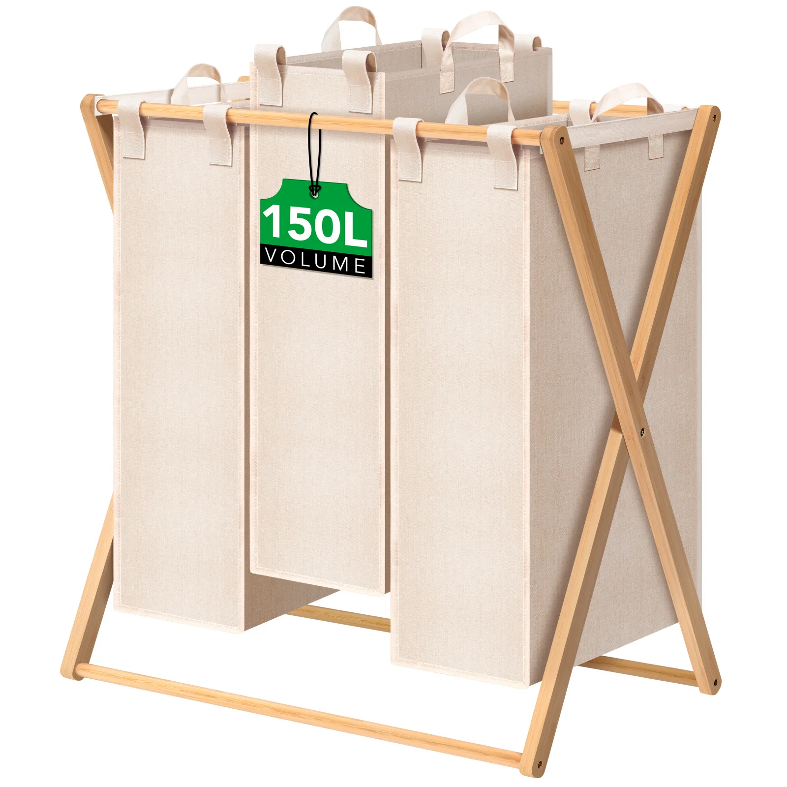 

150L Laundry Hamper,Collapsible Laundry Basket,Bamboo Clothes Hamper,Foldable Hamper for Bedroom
