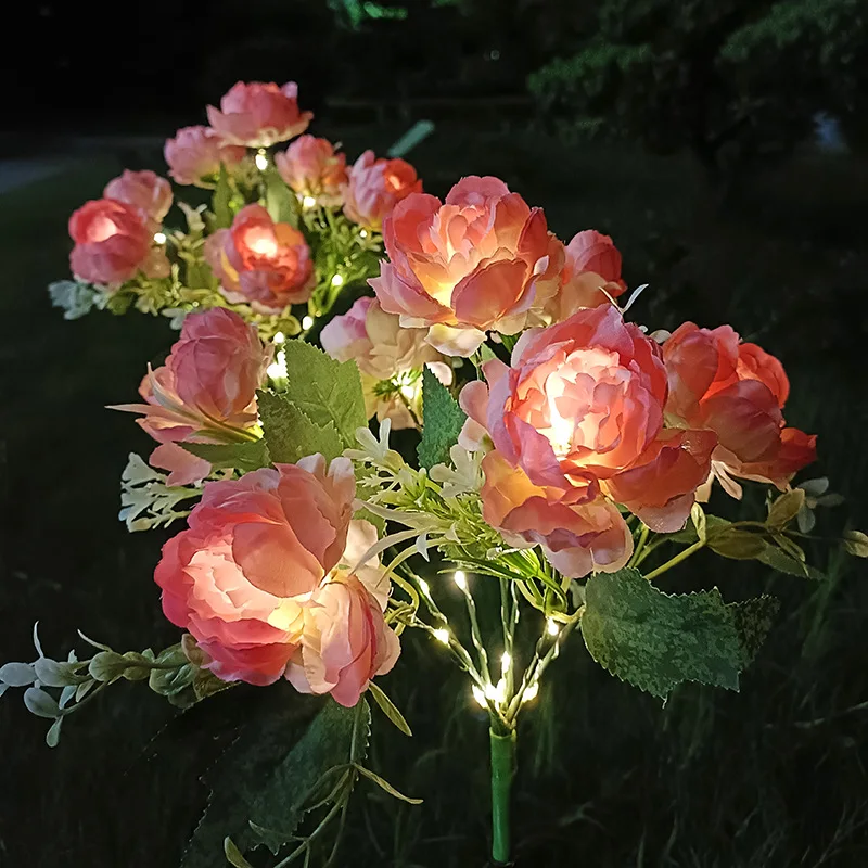 Solar seven-headed peony simulation flower lamp LED