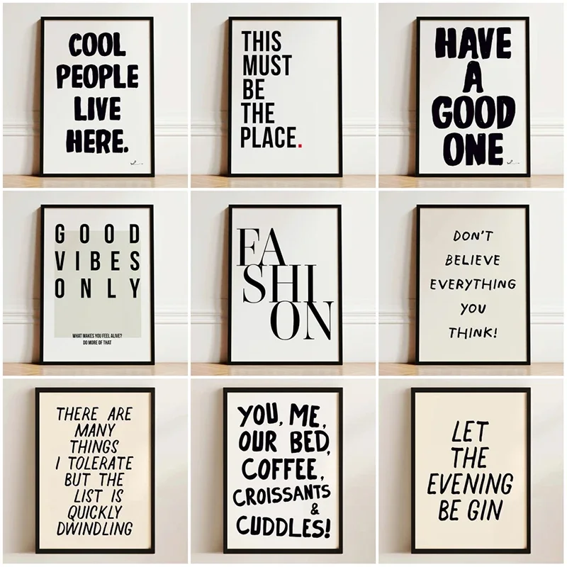 1pc frameless Canvas Painting Black & White Inspirational Quote Poster Good Vibes Only Prints Wall Art Canvas Painting Picture f