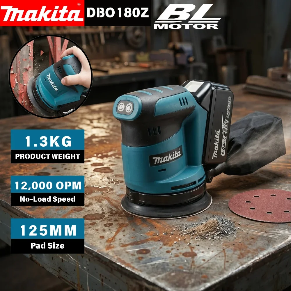 Makita DBO180Z 18V Cordless Brushless Orbital Sander Multi-speed Polisher for Professional & DIY Wood Sanding Bare Tool
