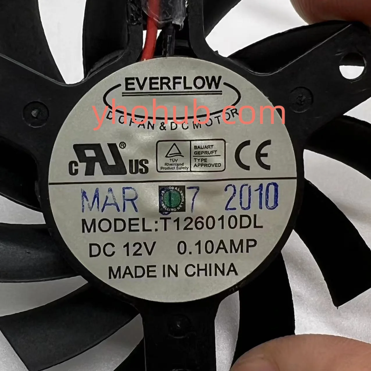 Everflow T126010DL Dc 12V 0.10A 55 Mm Dia. 40Mm C. T. C 2-Draad Server Koelventilator