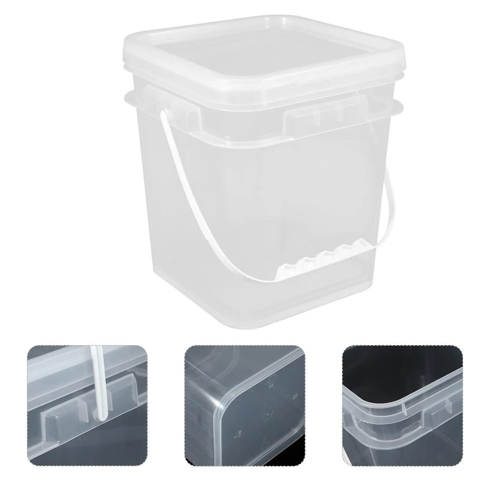 5L Paint Bucket Transparent Plastic Square Container Leakproof Seal Storage Coatings Sealants Paint Holder for Industry DIY Use