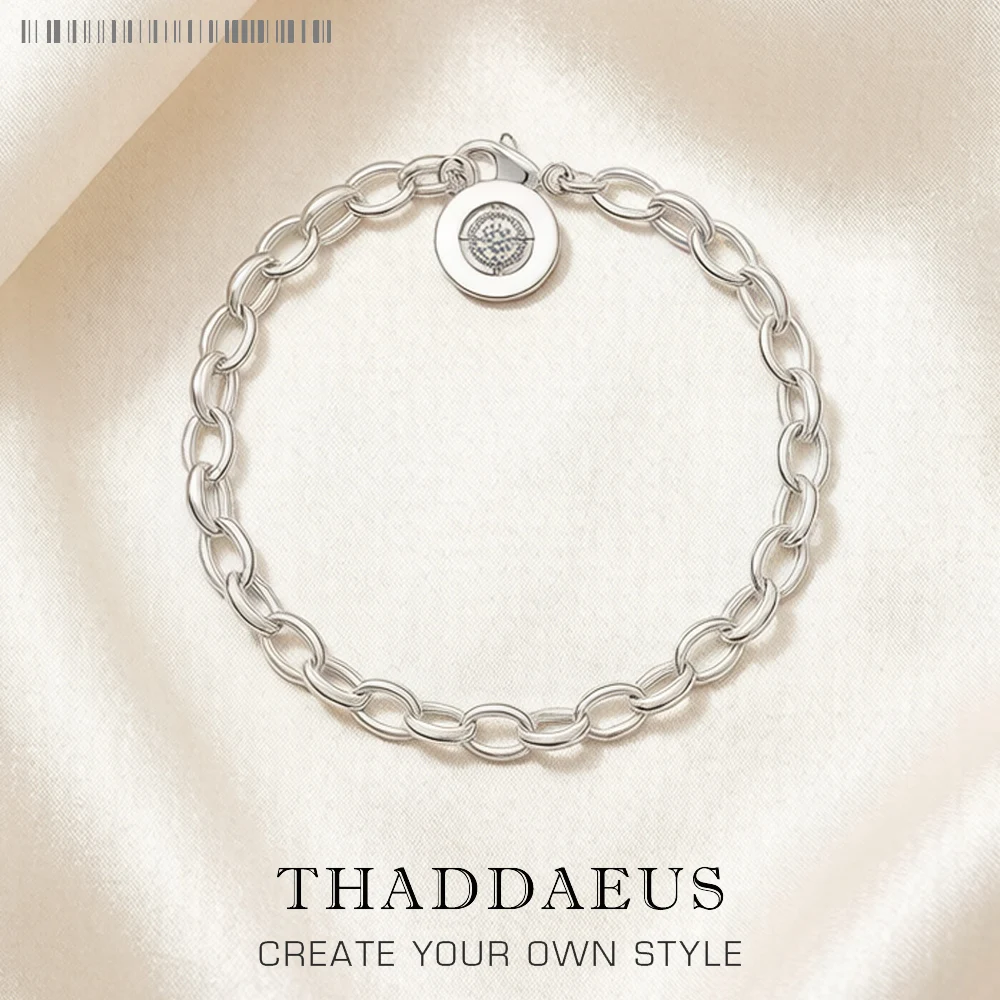 Krzyż zawieszka charms z łańcuszkiem ogniwowym bransoletki, 925 Sterling Sliver modny prezent dla kobiet, styl europejski biżuteria, Fashion Accessorie Club