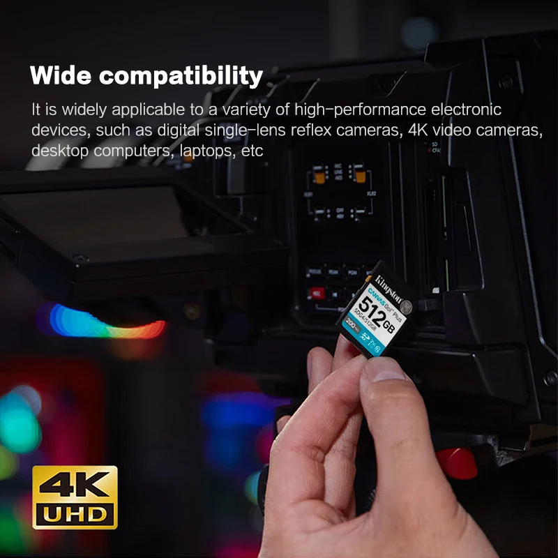 بطاقة Kingston SDG4 SD لكاميرات DSLRs بدون مرآة 4K فيديو V30 C10 SDXC بطاقة ذاكرة تصل إلى 200 ميجا بايت/ثانية بطاقة فلاش SD عالية السرعة