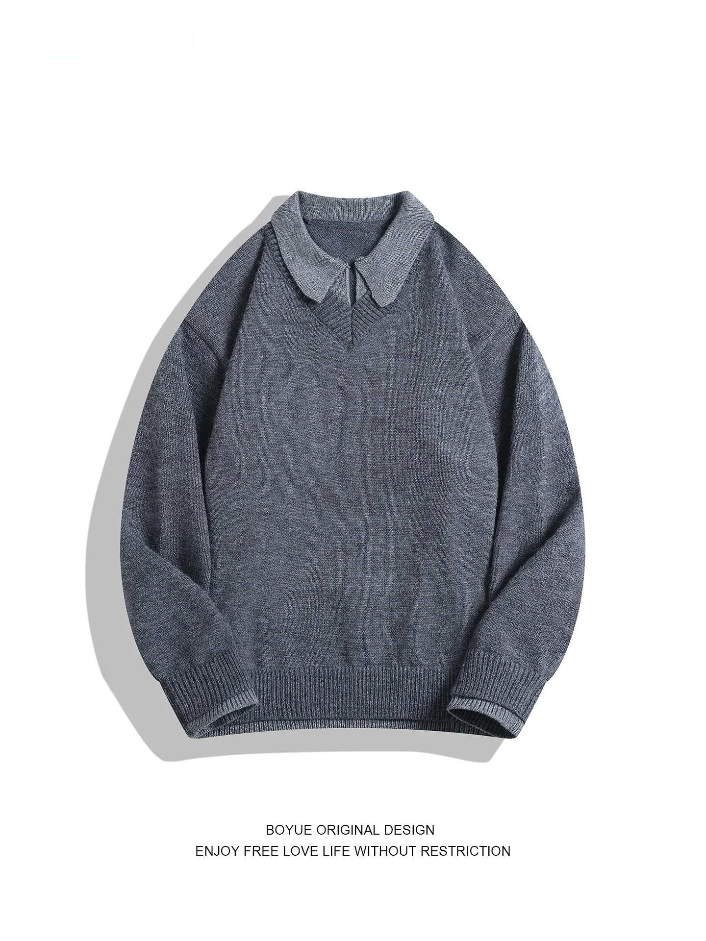 

Мужской свитер Boyue Retro: Уютный, свободный крой, для повседневной носки, зимний, с длинным рукавом