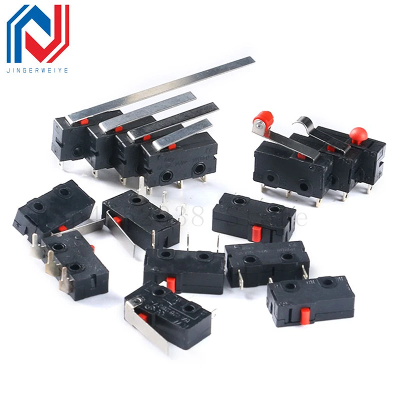 5Pcs Mini Micro Limit Switch NO NC 3 Pins PCB Terminals SPDT 5A 125V 250V 29mm Roller Arc lever Snap Action Push Microswitches