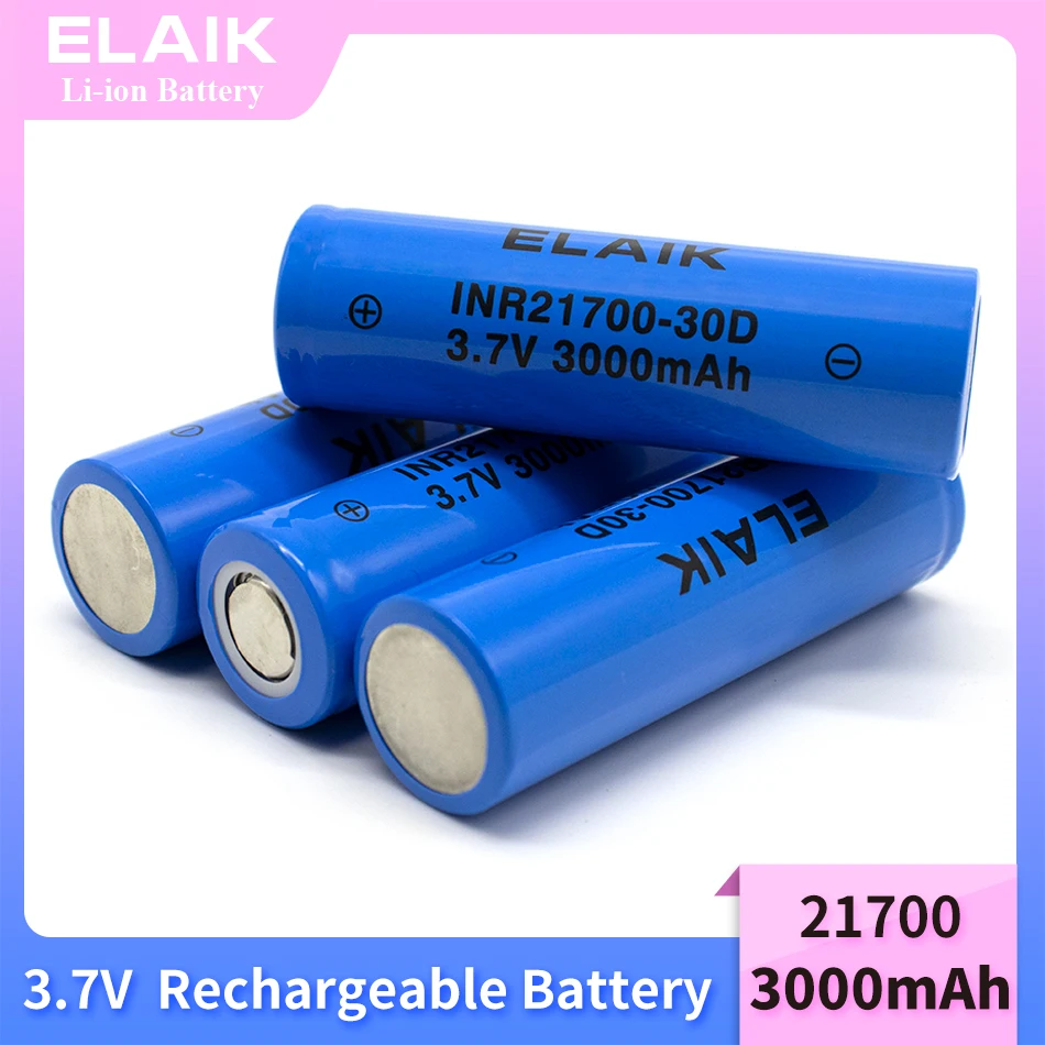 INR21700 3000mAh 3.7V rechargeable lithium-ion battery with low internal resistance and wide application range 30D flat head