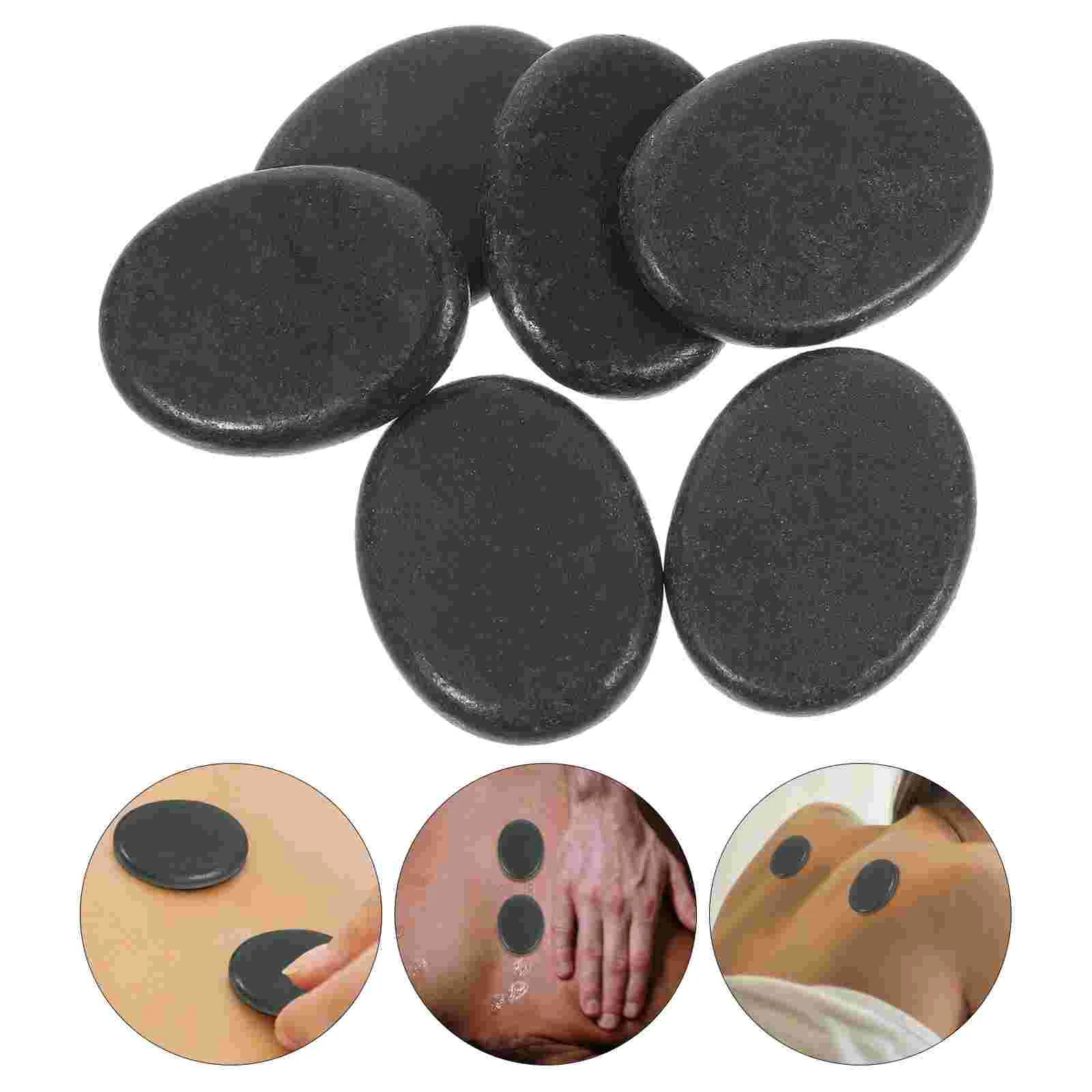 

6 Pcs Heated Foot Massager Spa Stones Black Essential Oil Energy for Hot Lovers