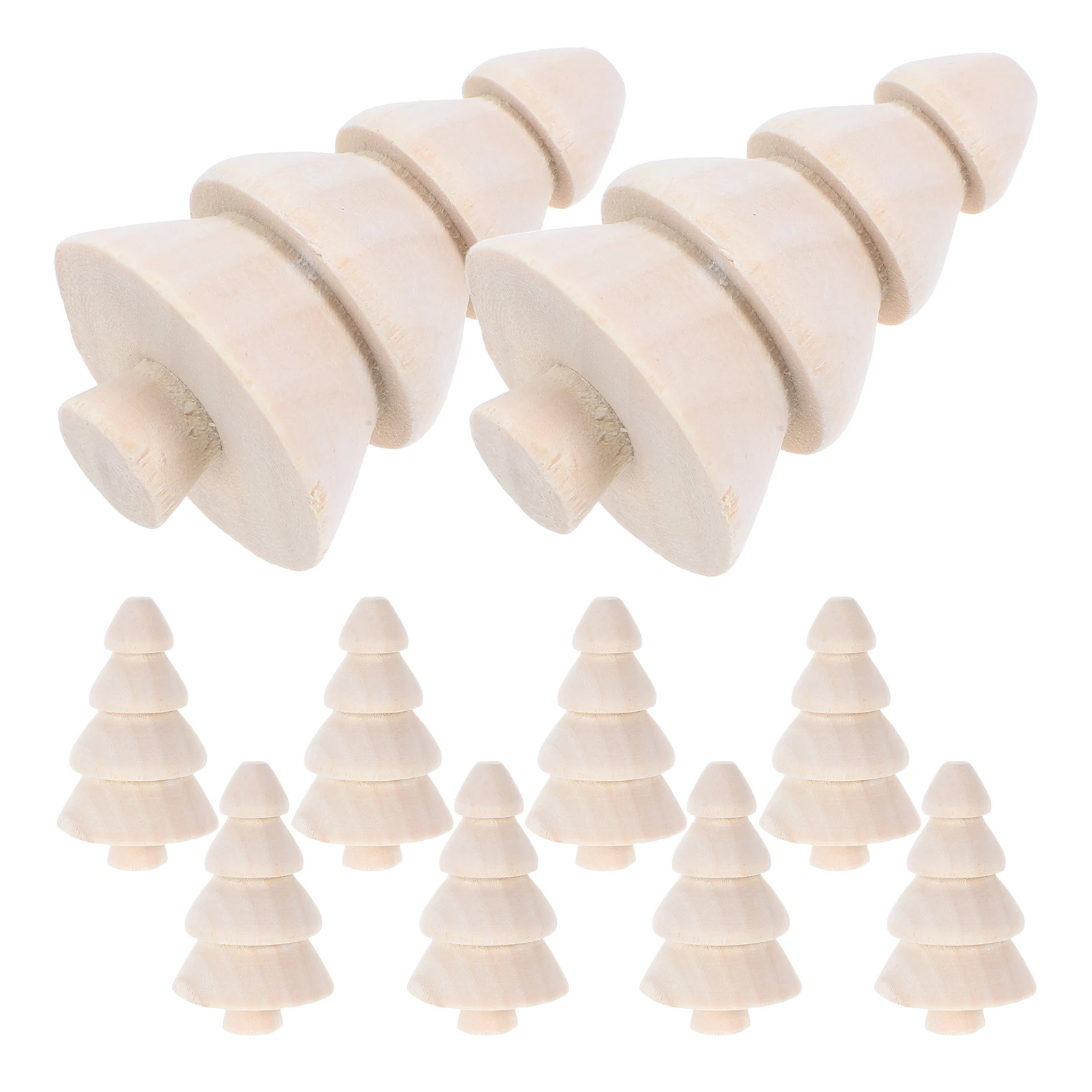 

10 Pcs Mini Wooden Christmas Tree Blank Decor DIY Xmas Craft Lotus Desktop Crafts
